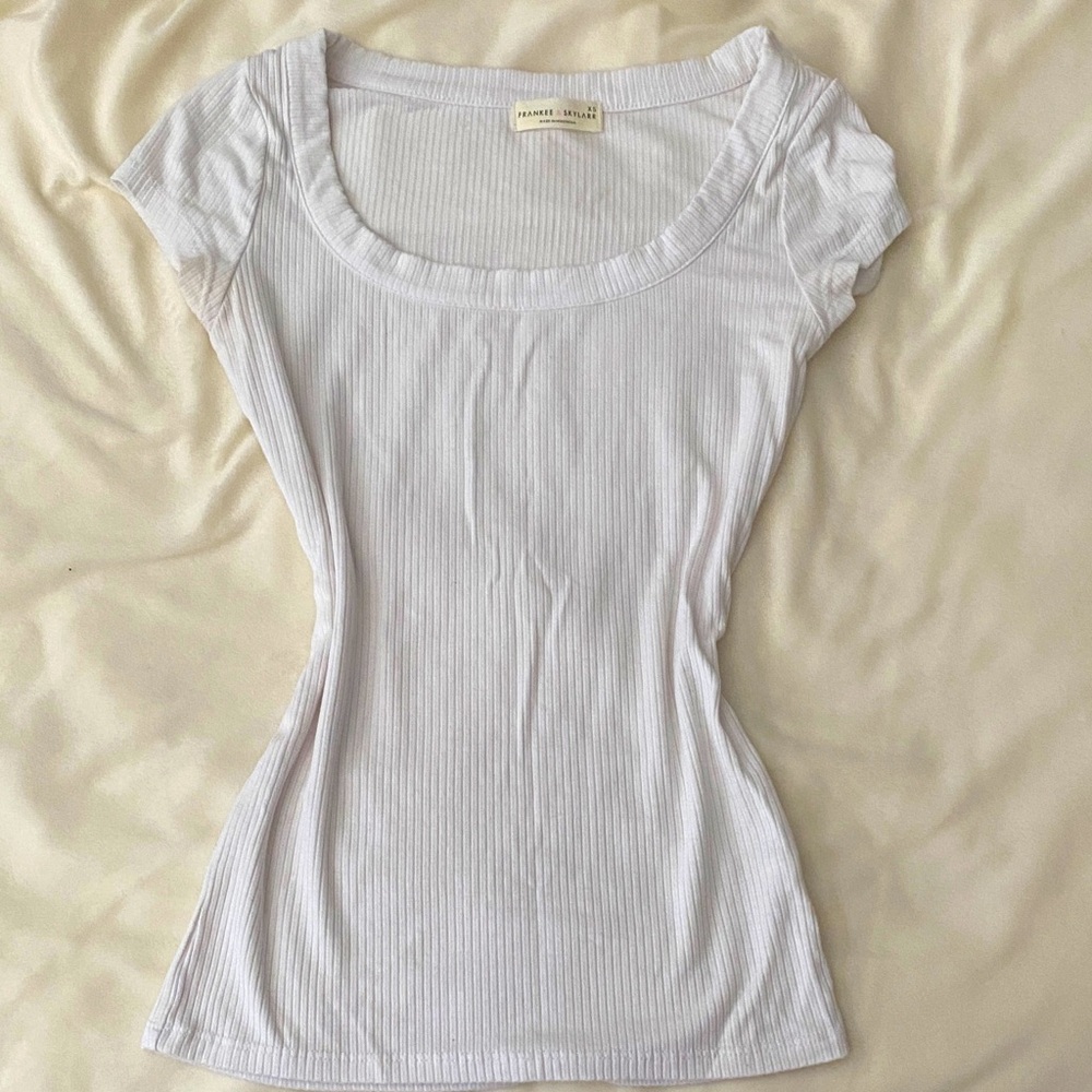 Brandy Melville White Ribbed Tee